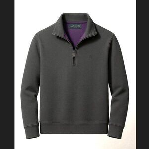 LAUREN Ralph Lauren Men's 1/4 Zip Sweatshirt Medium Black Pull Over Long Sleeve